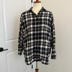 Gap Black & White‎ Plaid Flannel Shirt Women's Size Medium